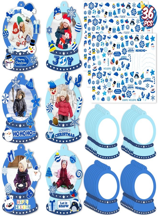 80UncleKimby 36PCS Christmas Snow Globe Picture Frame Ornaments Crafts Kit, DIY Xmas Photo Bulk Decorations for Winter Holiday Party Supplies Decor - Image 1